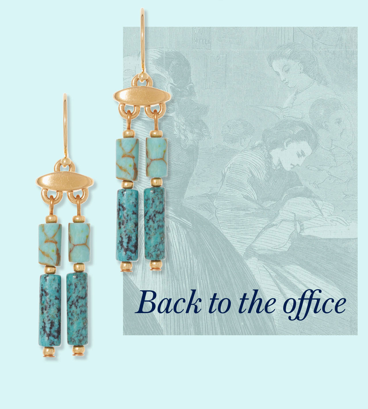 Back to the office | Egyptian Turquoise and Green Jasper Drop Earrings