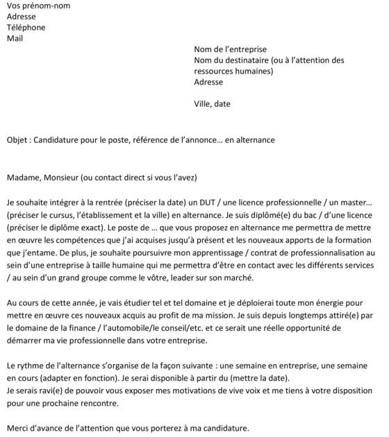 lettre de motivation pour une alternance en informatique