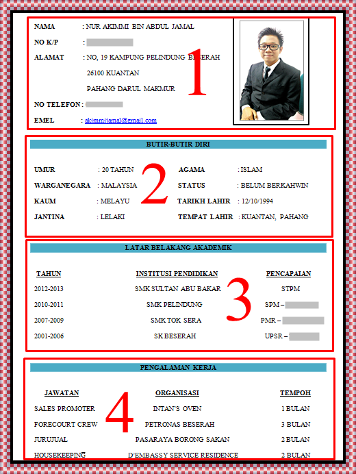 Bahasa Melayu Simple Bahasa Melayu Contoh Resume Terbaik Contoh Cv Menarik