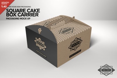 Download Square Cake Box Carrier Packaging MockUp PSD Mockup Template - Download Free Square Cake Box ...