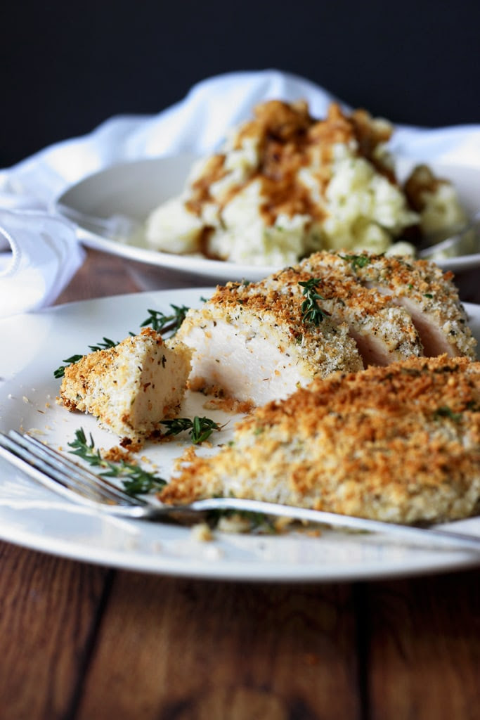 Lay chicken in baking pan, crumb mixture side up (use small baking pan so that chicken is cozy, close together). Baked Parmesan And Herb Crusted Chicken The Cooking Jar