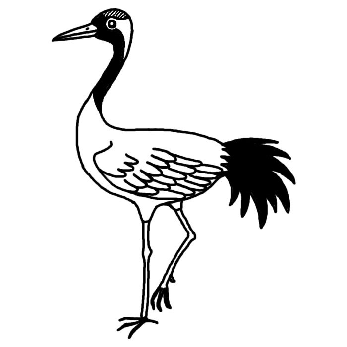 Japan Image 鶴 イラスト 白黒