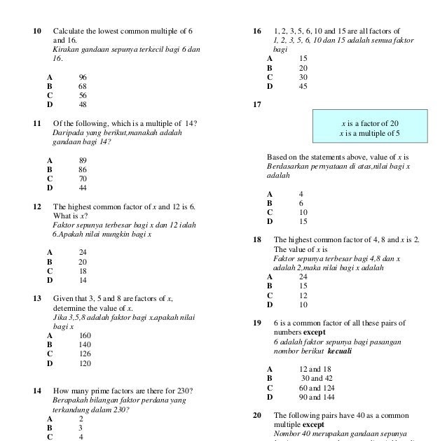 Soalan Matematik Tahun 1 Bab 1 - Kerja Kosn