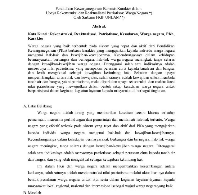 Contoh Abstrak Makalah Pkn - Contoh Surat Terbaru 2020