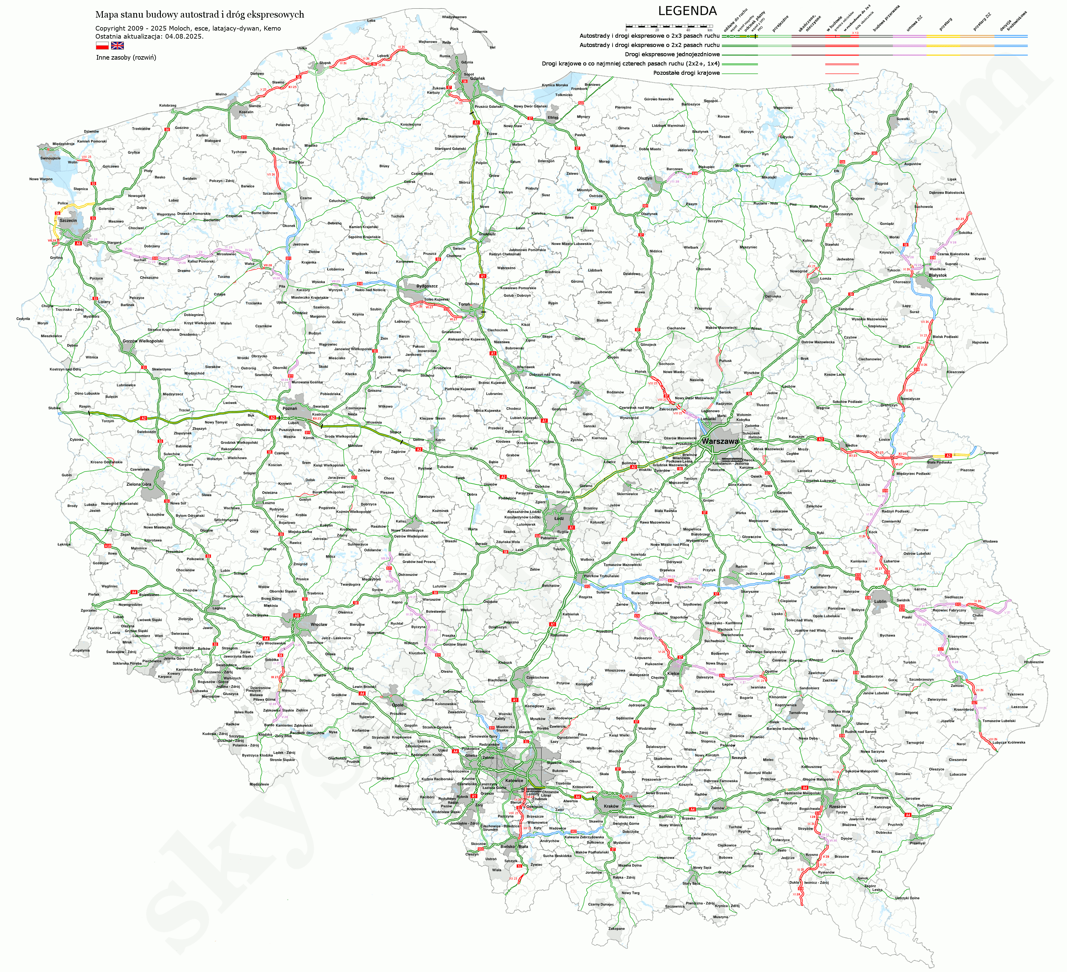 Urbanistyka i gospodarka przestrzenna: Sieć dróg w Polsce: autostrady