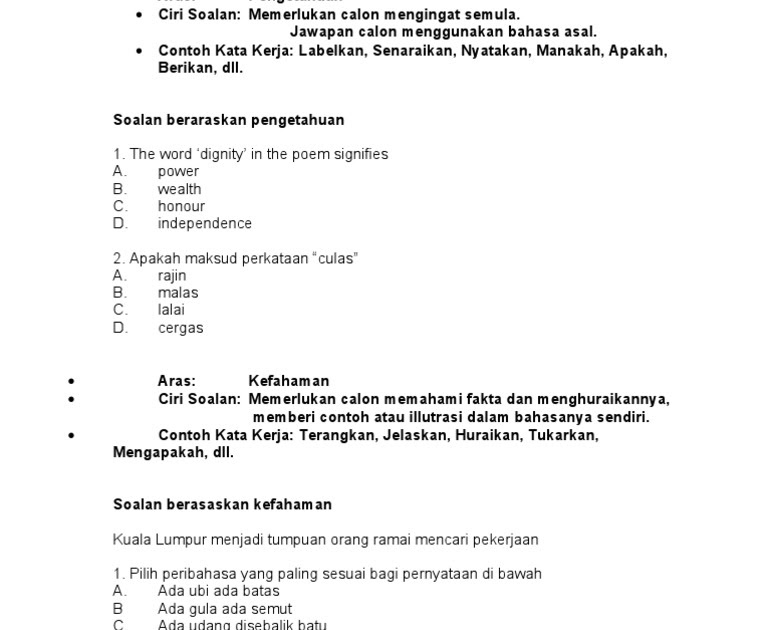 Contoh Soalan Objektif Aras Aplikasi Resep Resepi Z