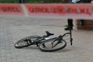 Bicycle of the boy attacked in the Pisgat Ze'ev terror attack.