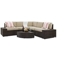 6 piece wicker sectional sofa set with 5 seats and corner coffee table