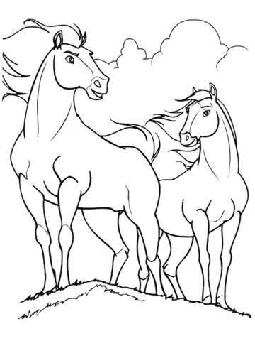 Spirit Horse Coloring Pages For Kids Drawing With Crayons