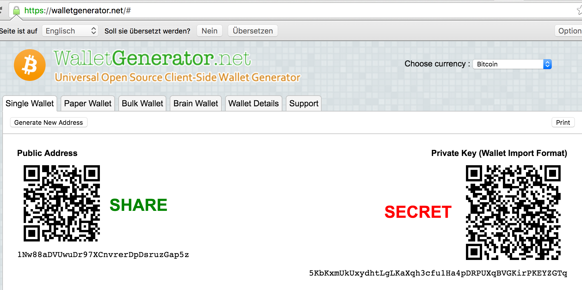 Bitcoin Online Wallet Generator