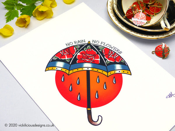 In general, the umbrella tattoo meaning is defined with the main function of this object. Vickilicious Tattoo Print No Rain No Flowers Roses Showers Umbrella Vickilicious Designs