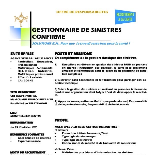 Lettre De Motivation Gestionnaire Sinistres Assurance 