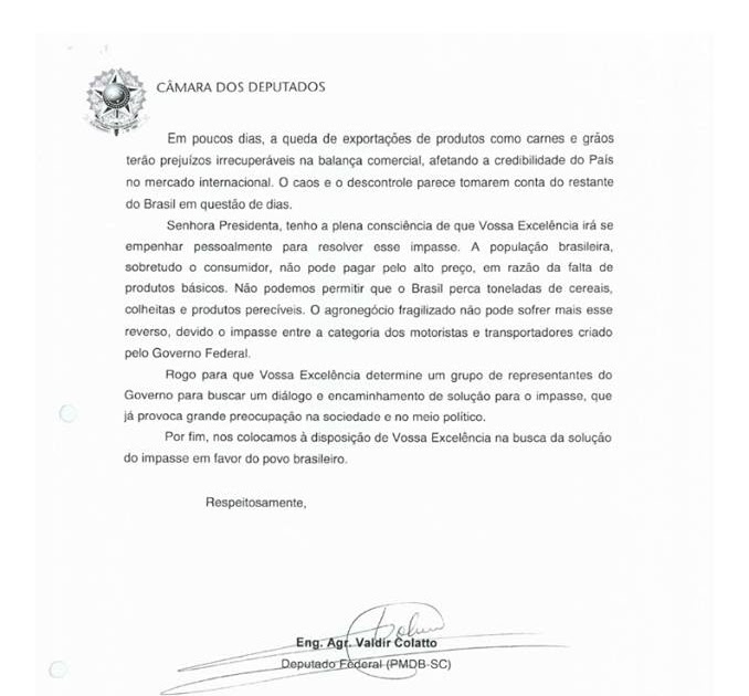 Carta Ao Presidente Da Camara Exemplo - Vários Exemplos