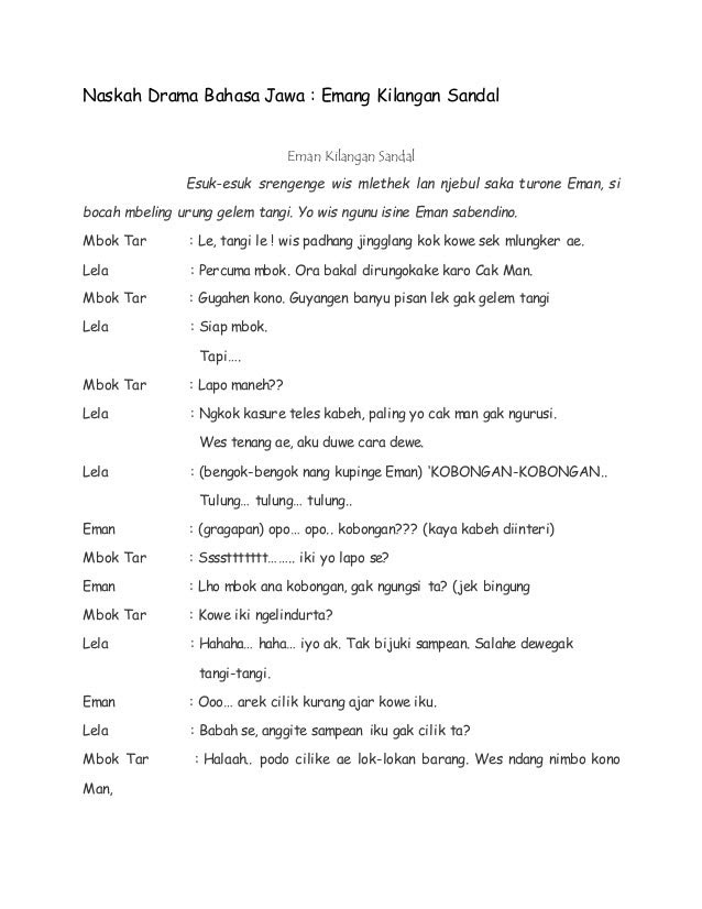 Contoh Drama Ludruk Bahasa Jawa - Contoh Daur