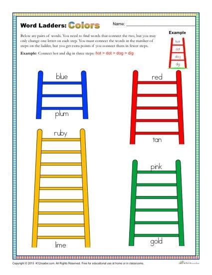 Free Online Word Ladder 1St Grade - Word Ladders for Kids ...