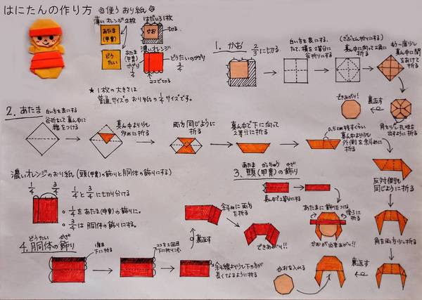 綺麗な折り紙 キャラクター の 作り方 日本のイラスト