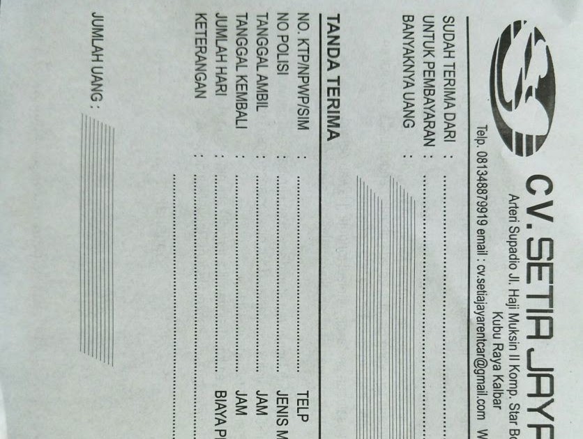 Contoh Kwitansi Penyewaan Mobil Btt Documents