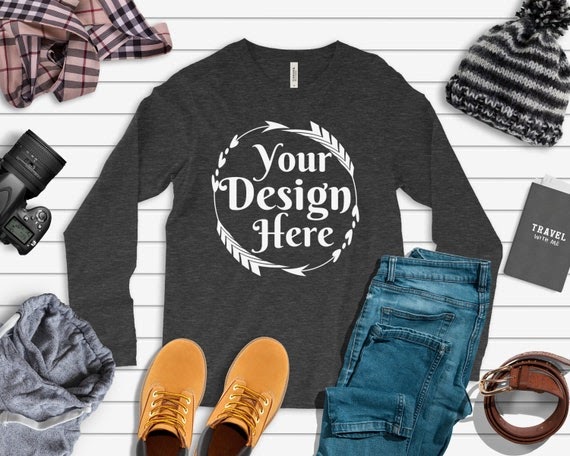 Bella Canvas 3501 Long Sleeve Dark Grey Heather Unisex ...