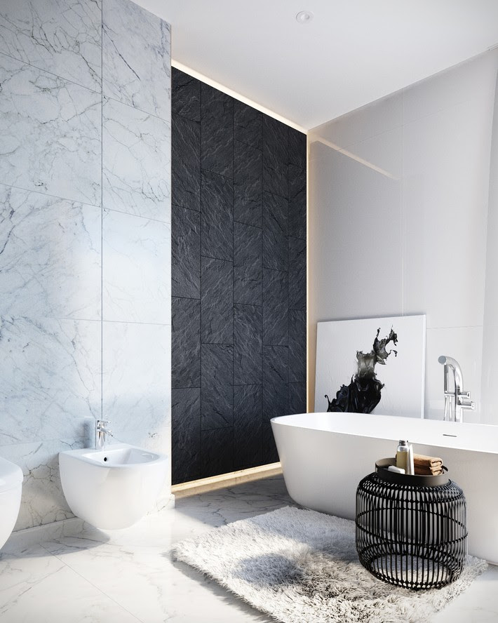 Luxury master bathroom with custom woodwork. Luxury Marble Bathrooms