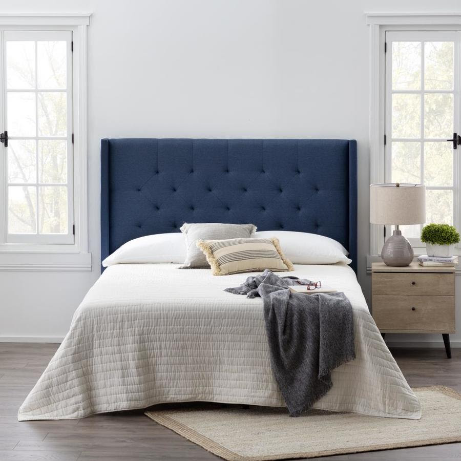 Brookside Eva Wingback Upholstered Headboard Navy Full In The Headboards Department At Lowes Com
