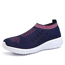 Kanlanlo Women's Walking Shoes Sock Shoes Lightweight Casual Running Shoes Slip On Sneakers (8.5 M US, Navy)