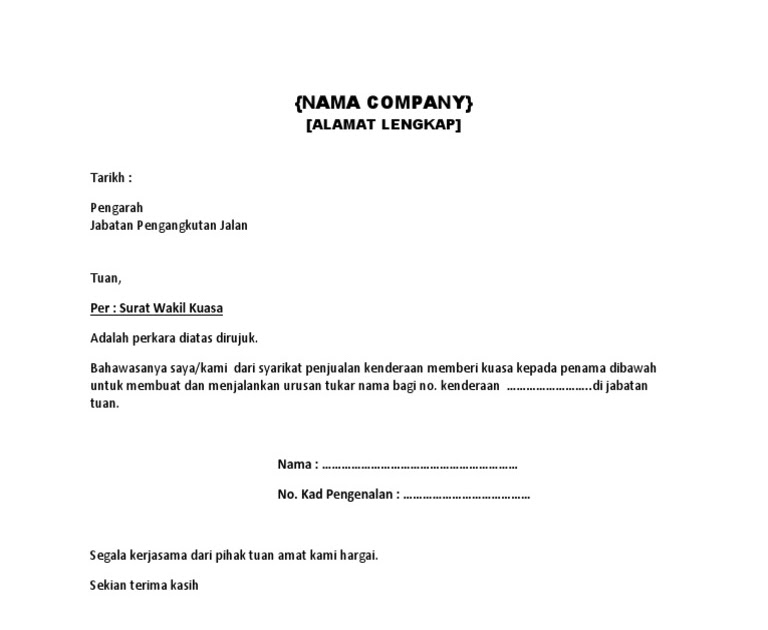 Contoh Surat Memberi Kuasa Kepada Wakil  kueh apem
