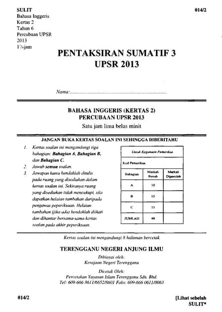 Contoh Soalan Dan Jawapan Writing Muet - Selangor m