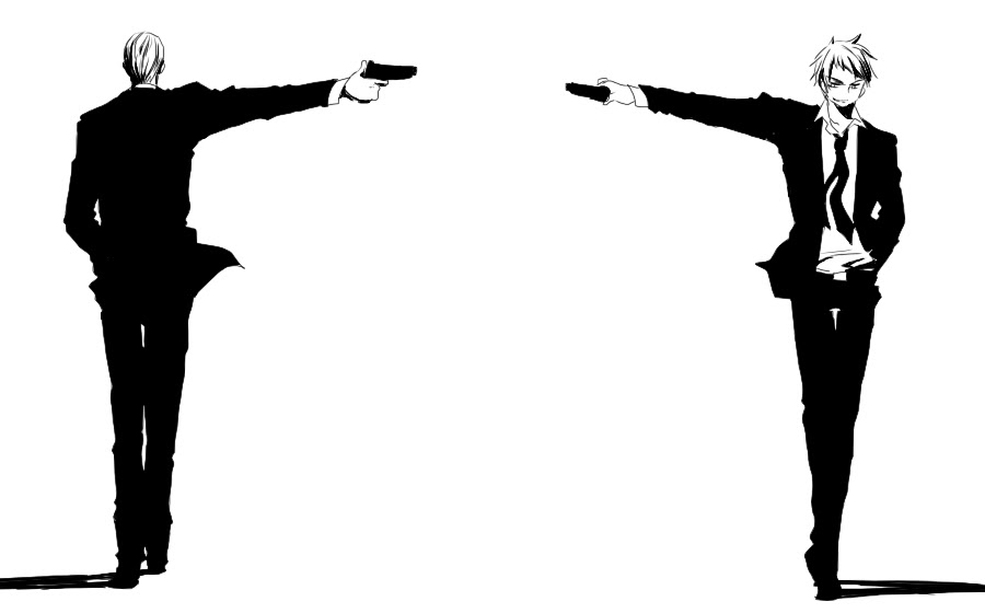 ユニーク2人 構図 かっこいい イラスト画像