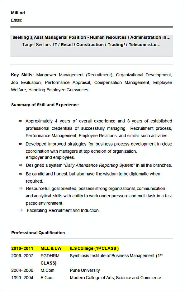 The location format for your assistant manager resumes should be: Hr Manager Resume Sample