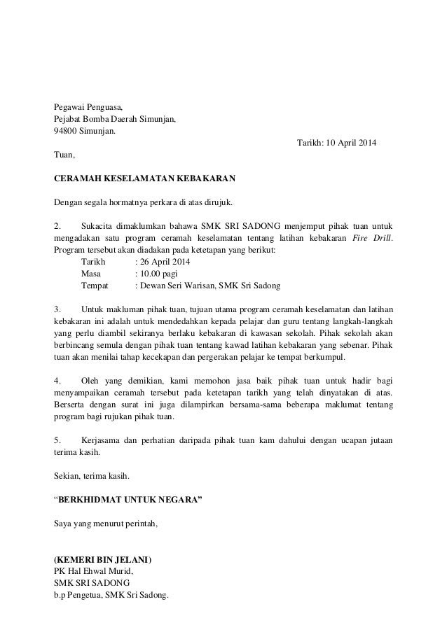 Contoh Surat Jemput Yb