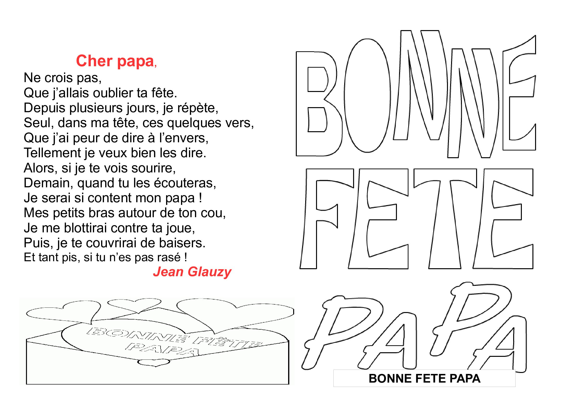 Des poèmes pour les papas. Poesies La Fete Des Peres Une Poesie Pour Les Papa Ce2 Ce1