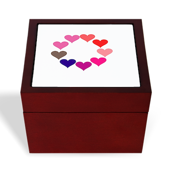 Circle of Rainbow Hearts Keepsake Box