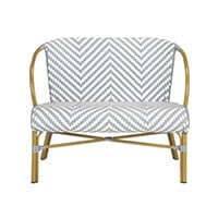Herringbone pattern rattan garden bench