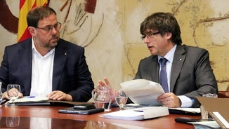 Puigdemont i Junqueras en una reunió de govern