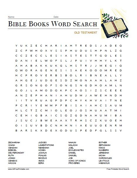 562 free bible word search puzzles with scriptures. Bible Books Word Seach Free Printable