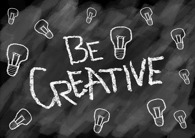 Chalkboard with text: "Be Creative"