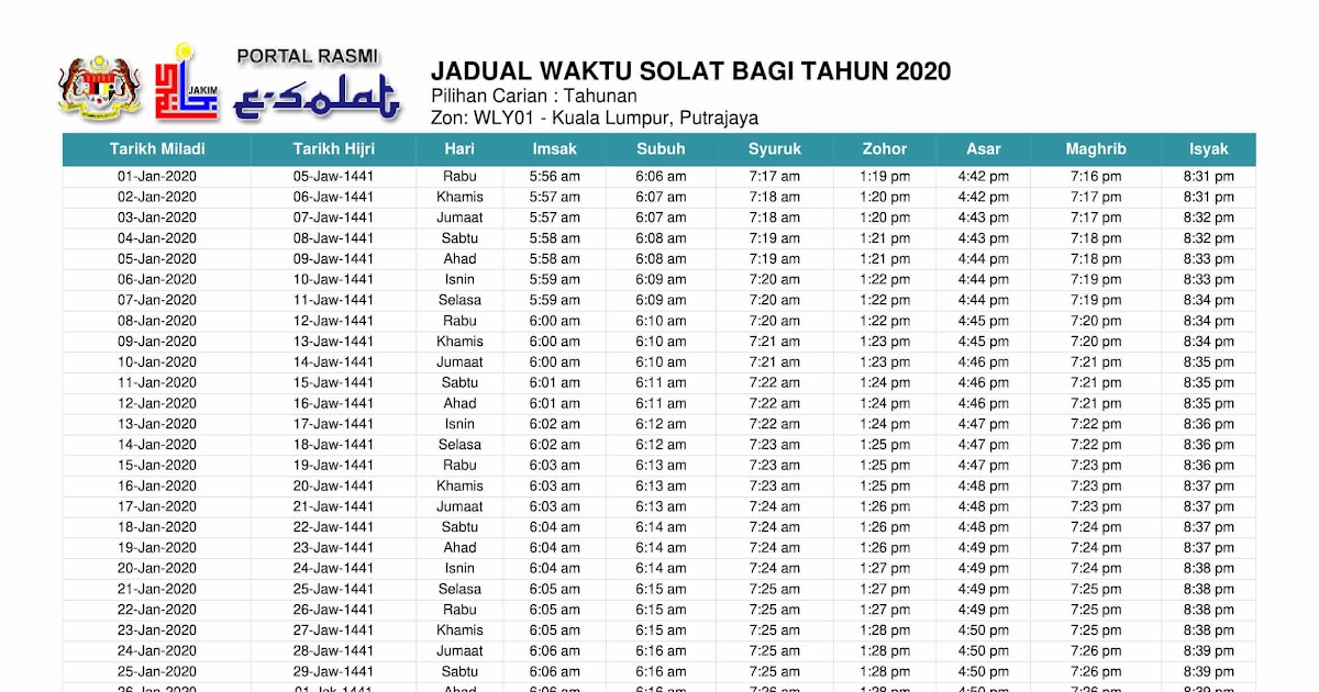 waktu solat seremban 2019