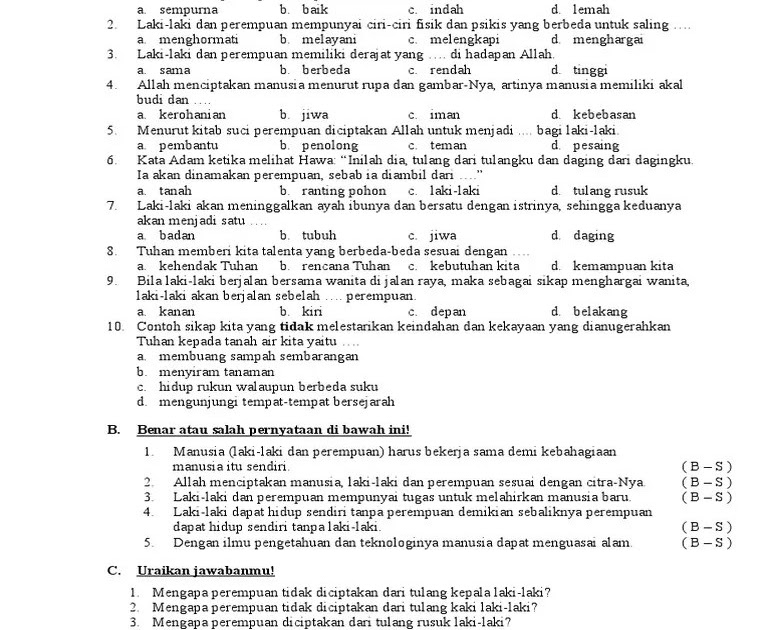 Soal Ukk Agama Kristen Kelas 5 Semester 2