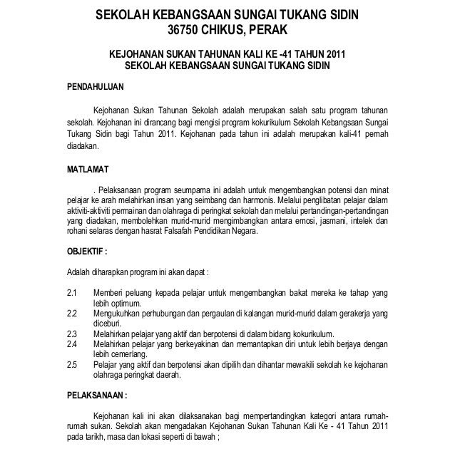 Contoh Kertas Kerja Hari Sukan - Bro Gol 111