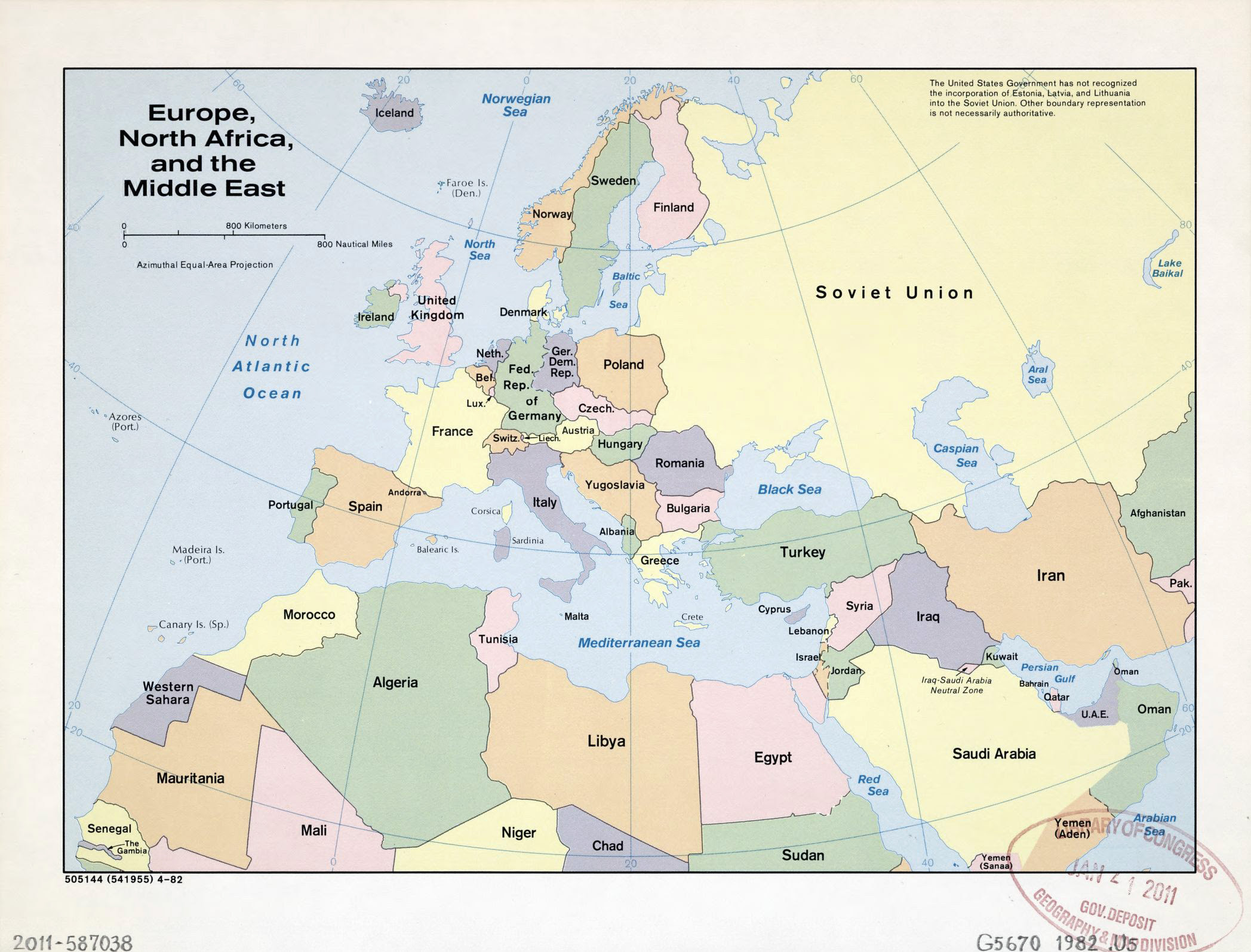 It is bordered by the arctic ocean to the north, the atlantic ocean to the west, asia to the east, and the mediterranean sea to the south. Large Detailed Old Political Map Of Europe North Africa And The Middle East 1982 Vidiani Com Maps Of All Countries In One Place
