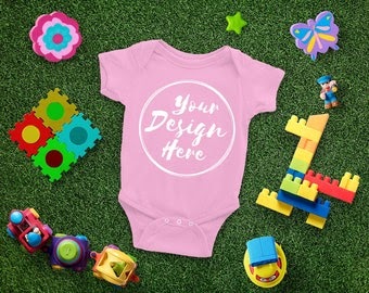 Download Blank Pink Baby Onesie Mockup, Fashion Design Styled, Baby ...