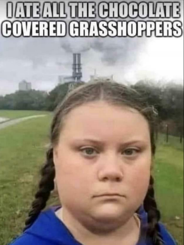 Funny photoshop picture of a fat Greta Thunberg.