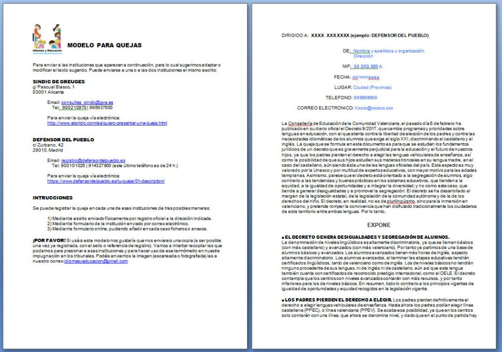 Carta Al Defensor Del Pueblo Ejemplo - Colección de Ejemplo