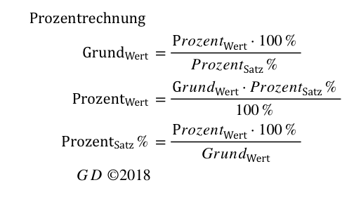 Prozentrechnung Formeln Prozentsatz