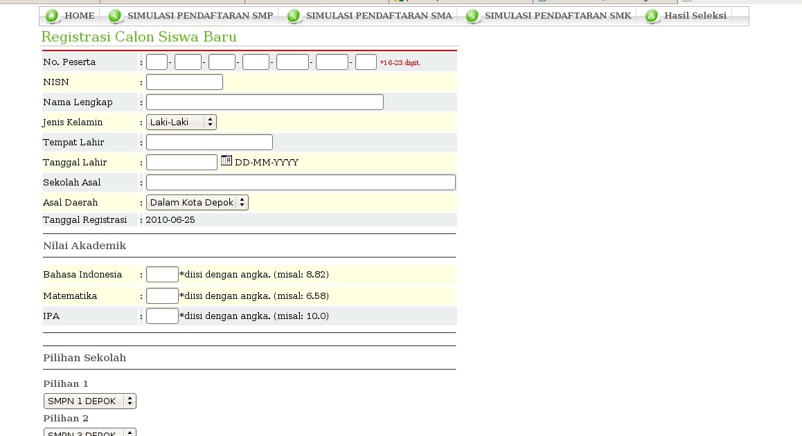  Contoh  Form  Pendaftaran Siswa Baru Online Contoh  Semua 