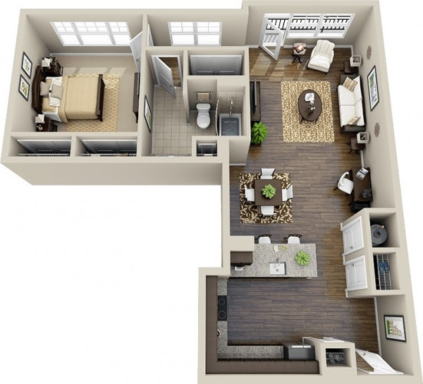 Narrow lot floor plans are great for builders and developers maximizing living space on small lots. 1 Bedroom Apartment House Plans