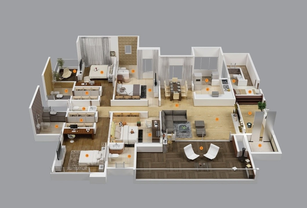 All house plans are copyright ©2021 by the architects and designers represented on our web site. 4 Bedroom Apartment House Plans