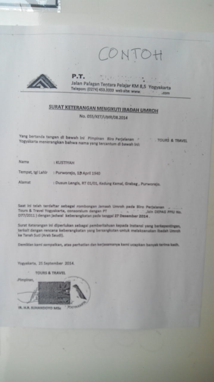 Contoh Surat Rekomendasi Dari Perusahaan Untuk Pembuatan Paspor