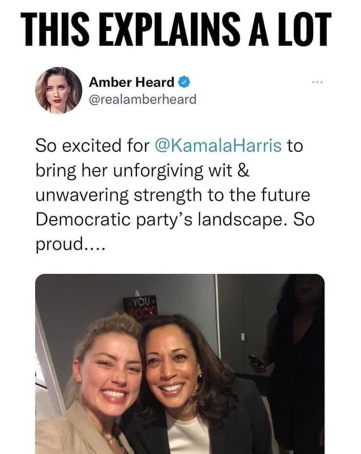 Amber heard tweet extolling Kamala