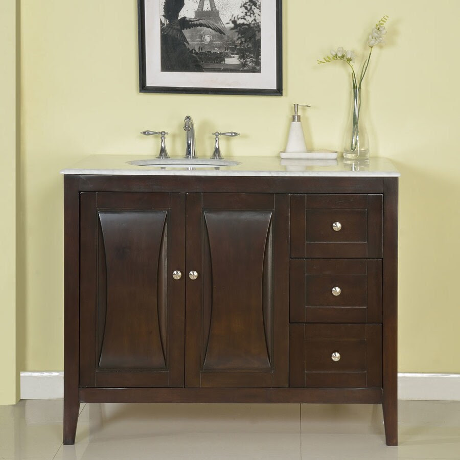Crafted from the finest material, the thames is an enchanting addition to any small to medium sized bathroom. Silkroad Exclusive 45 In Dark Walnut Undermount Single Sink Bathroom Vanity With Carrara White Natural Marble Top In The Bathroom Vanities With Tops Department At Lowes Com